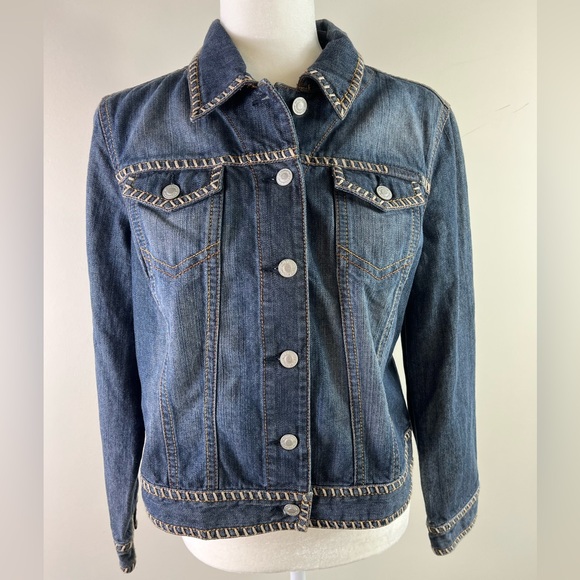 Liz Claiborne Denim Jacket with Sunflowe… - Picture 2 of 4